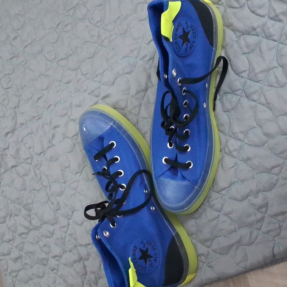 Converse Blue and Neon High-Top Sneakers - Picture 9 of 9